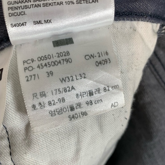 Levi's 501 White Oak Denim Slim Straight Leg Jeans Size 32X32 Slate Gray - Picture 9 of 10